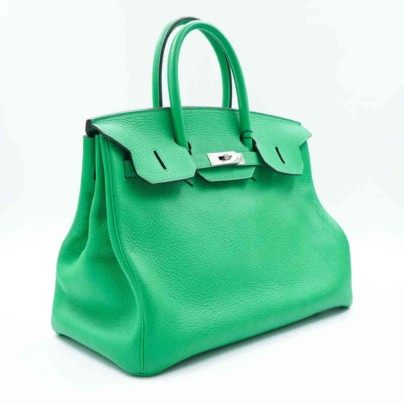 Bags Womens Herbags Designer 2022 New Birkin35 Bamboo Green Silver Buckle Togo Leather Ladys Fashion Luxury High Sence Shopping Handbags 7L4W