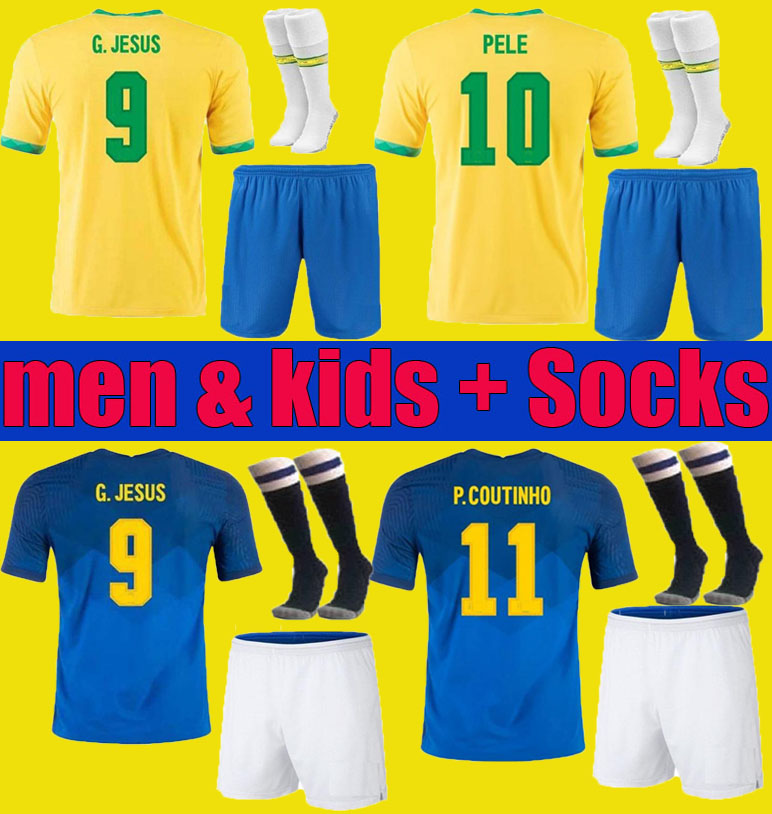 

BRASIL NERES COUTINHO soccer jersey 2020 2021 camiseta de futebol BraziLS G.JESUS FIRMINO 20 21 football shirt Men Kids kit set uniforms, 2020/21 home