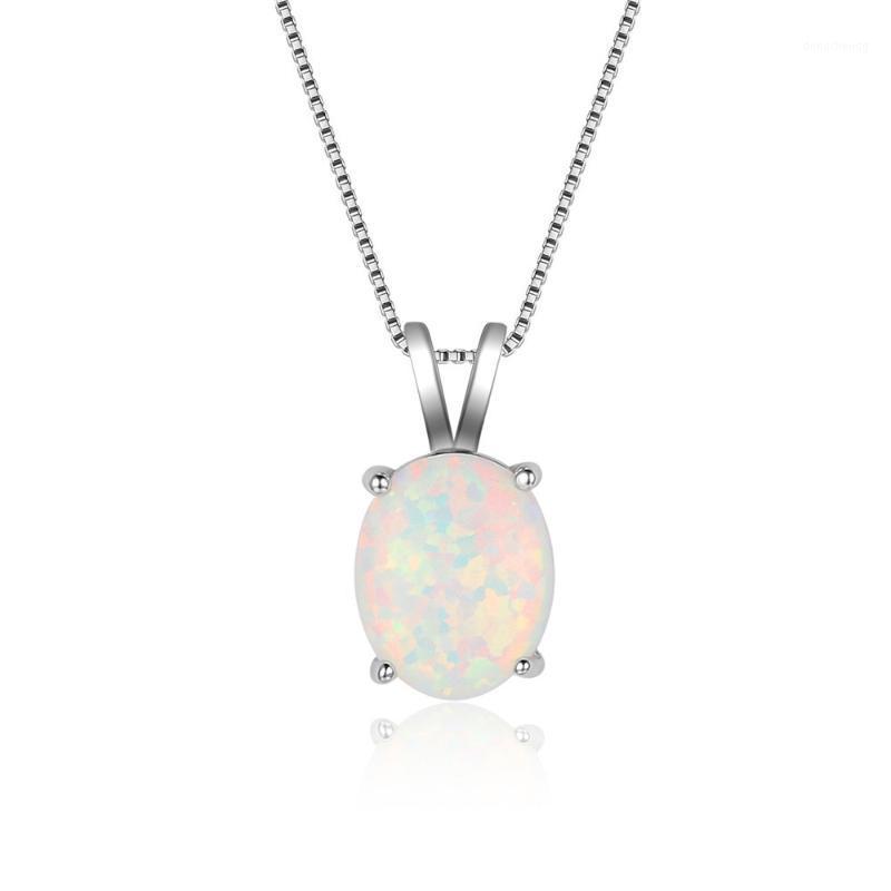 

Pendant Necklaces Bohemia Oval White Blue Imitation Opal Necklace For Women Girl Party Glamour Jewelry Engagement Wedding Band Accessories