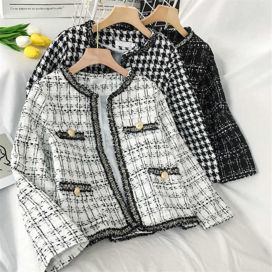 

Suits Jacket Women Female Tweed Jacket Vintage Fashion Suit Channel Jacket Blazer Femme Feminino Coat Festival S0810248E, Black coat