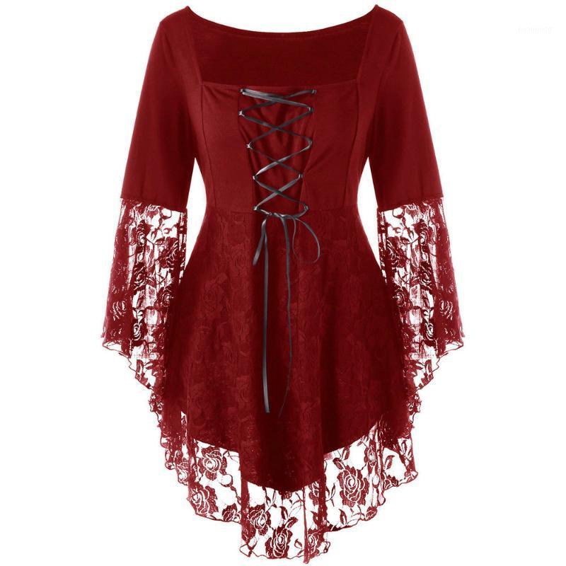 

Women' Blouses & Shirts Feitong Fashion Women Inregular Square Collar Floral Lace Up Patchwork Ribbons Loose Blouse Top Vetement Femme 2022, Purple
