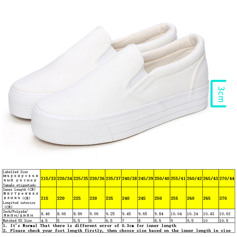 

2022 3cm Sneakers Platform Shoes Thick Sole Woman Casual Shoes Canvas Shoes Slip on Slipony Women Casual White, Black