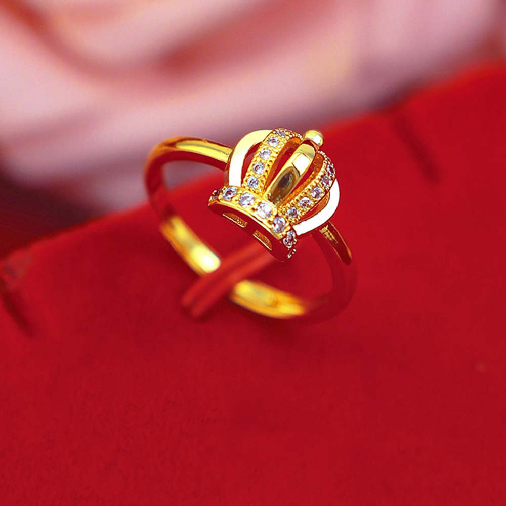 

Exquisitive Crown Women Girls Ring Paved Cubic Zirconia 18K Yellow Gold Filled Elegant Girlfriend Pretty Gift Can Adjust