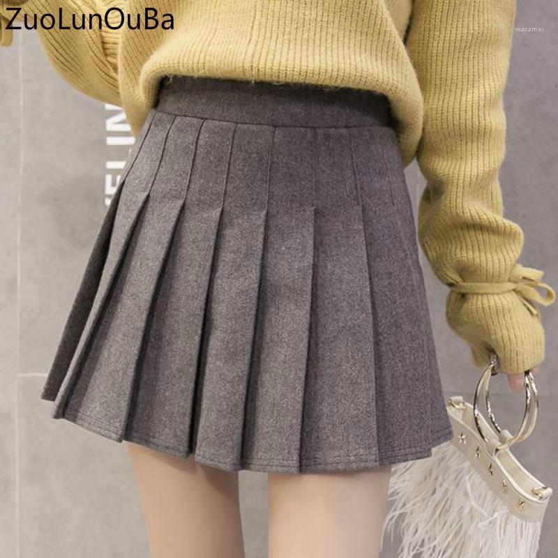 

Skirts ZuoLunOuBa2022 Korean Version Woolen Black Skirt Women Autumn Winter Elastic High Waist Pleated A Word Mini Tutu, Yi2