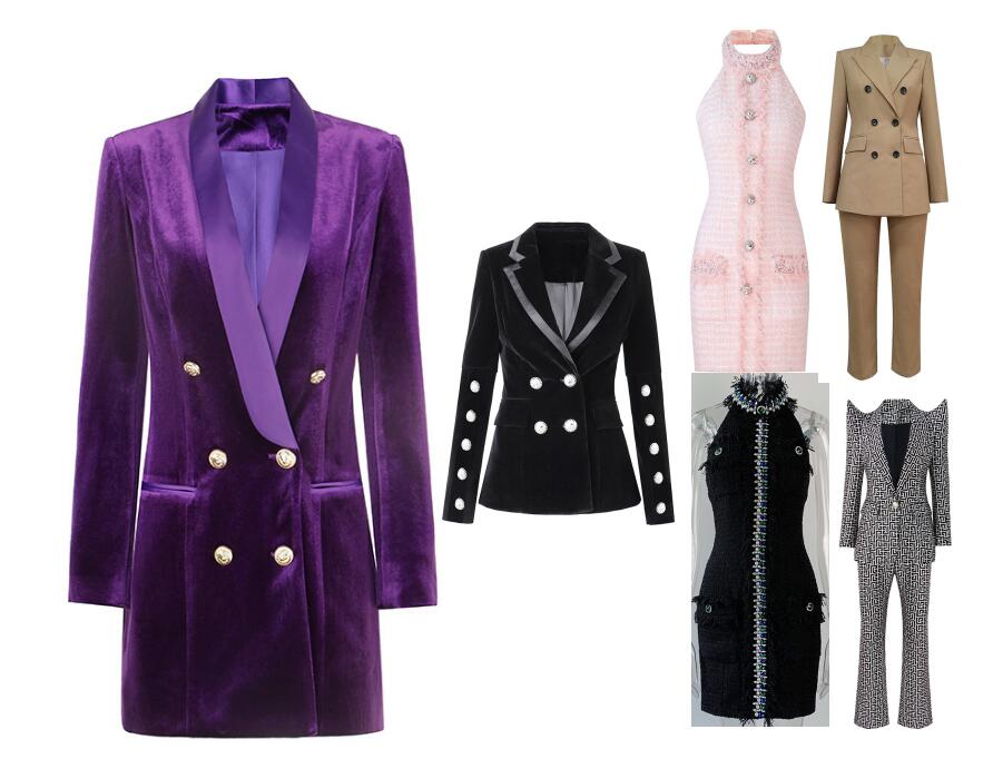 

New Women Suits & Blazers Two Pcs Suit Sets Neck Sexy Dress Maxi Buttons Up Jacket Fashion Slim Shape Design S-XL 6 Models-4, Silical gel