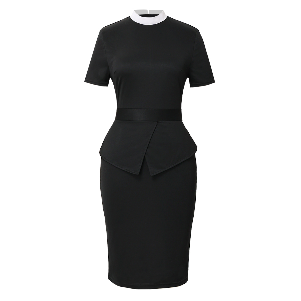 

Short Sleeve Adult Women Clergy Dress Catholic Work Dresses Black