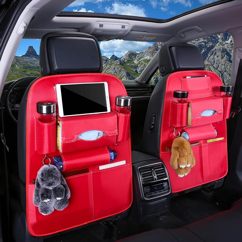 

Car Organizer Leather Seat Back Storage Bag Foldable Dining Table Tray Travel Purse UniversalCar