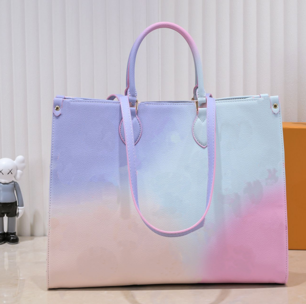 

Designer bag Onthego Tote Sunrise Pastel Purse Monograms Pattern Handle Bags Luxury Handbag Women CrossBody On The Go SPRING IN THE CITY size 41cm35cm, Silver size 35cm