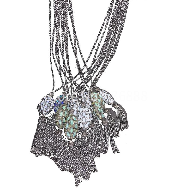 

Pendant Necklaces Luxury Temperament Exaggerated European And American Tassel Necklace Female Long Style Clavicular Chain Personality Sense