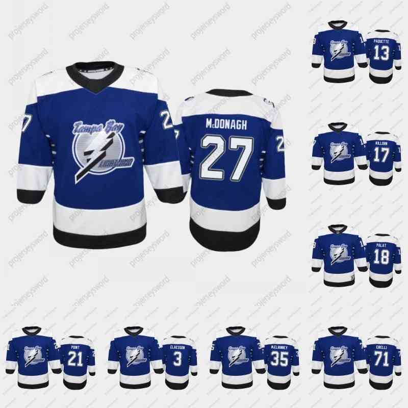 Youth 2021 Reverse Retro Jersey Fredrik Claesson Cedric Paquette Ondrej Palat Brayden Point Ryan McDonagh Curtis McElhinney Anthony Cirelli