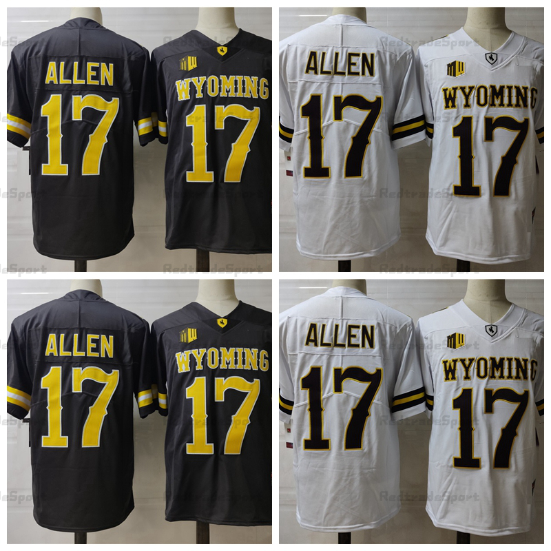 

NCAA Wyoming 17 Josh Allen College Football Jerseys Mens Brown White Stitched Shirts
