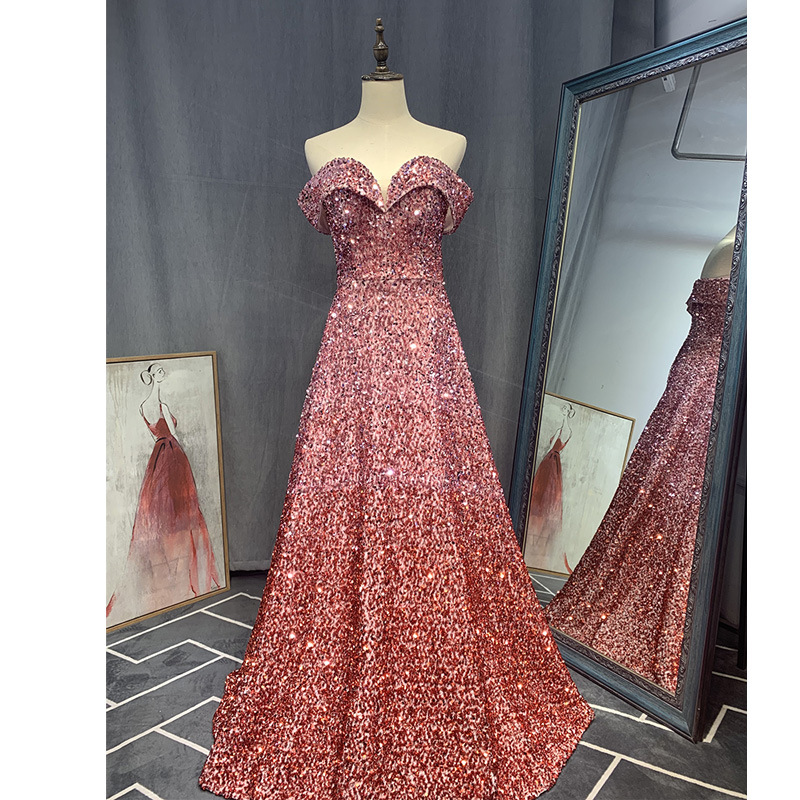 2022 plus récent dentelle pure longue robe de soirée épaule avec bateau vert émeraude paillettes robes de bal sirène robes de soirée de célébrité