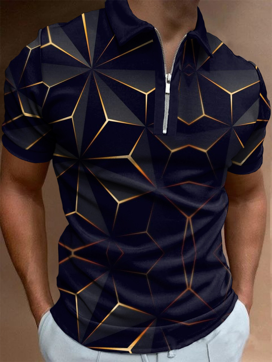 Été Géométrique Polka Dot Imprimer Polos T-shirt Haute Qualité Hommes Polo Designer T-shirts Lâche Tees Tops Hommes Casual Luxe Vêtements Streetw