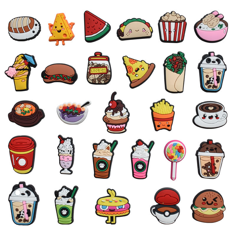 

Milk Tea Food Croc Charms Ice Cream Shoe Decoration Charm buckle Accessories Clog Pins Buttons