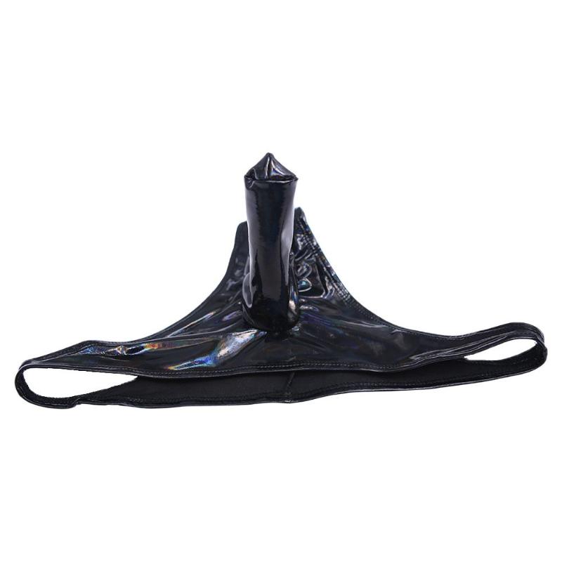 Underpants Man Underwear PVC Faux Leather Briefs Dazzle Colour Panties Crotch Seam Pleated Undershorts Shap Penis Sleeve Leater-image-759756446