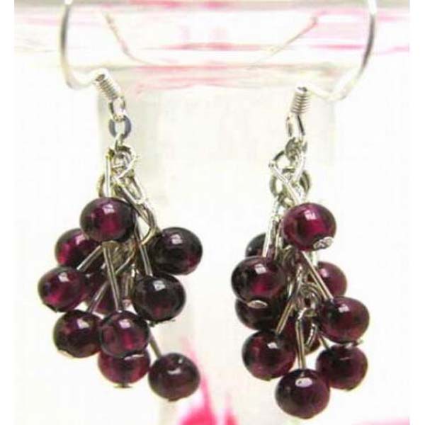

4mm Round Natural Garnet Stone Earring for Women Grape Dangle Earring Hook