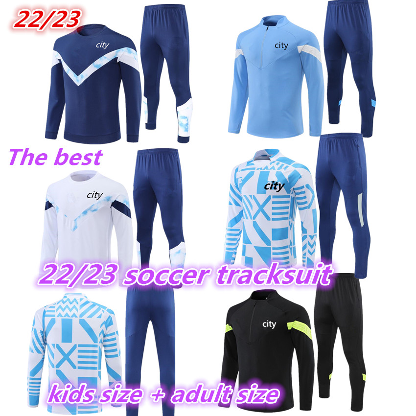 

2022 2023 city adult and kids tracksuit half zipper soccer jacket uniforms CITY GREALISH STERLING FERRAN DE BRUYNE tracksuits 22 23 BERNARDO football training suit