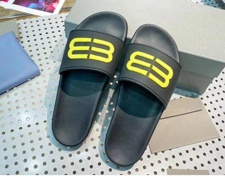 

B632 Slippers Mens Womens slider slides Sandals rubber and fur Designer flat sole slipper Paris Piscine POOL SLIDE SANDAL 3D embossing logo sliders -45