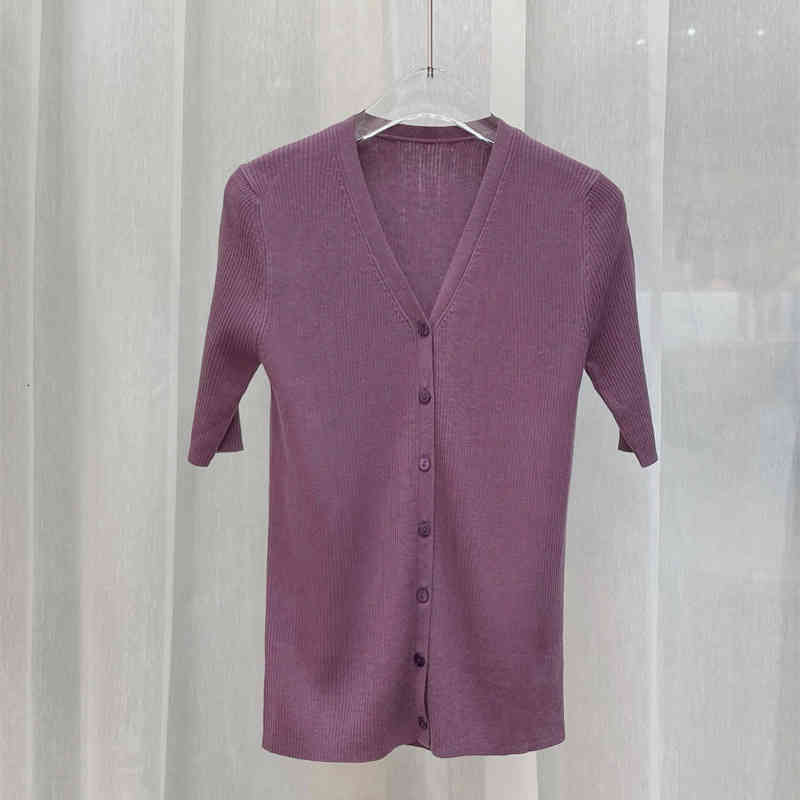 Women's Knits Tees Zhijia Pro skin comfortable soft Tencel wool medium sleeve V Neck slim knit cardigan top women's autumn style