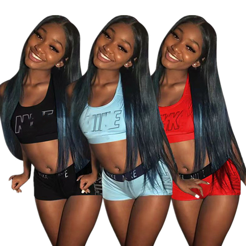 

New Arrival Sportsuits Women' Tracksuits Summer Sleeveless Crop Top + Short Bulk Item Wholesale Lots Clothing Fitness Two Piece Sets Outfits Klw189, Black