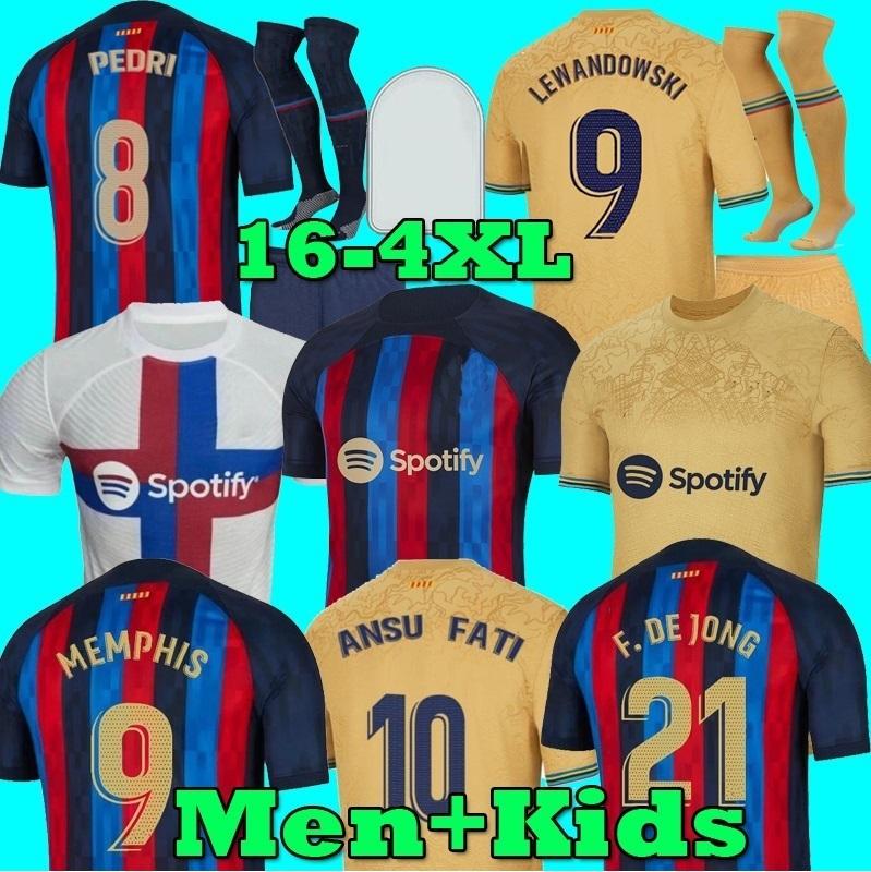 

Camisetas De Football LEWANDOWSKI Soccer Jersey MEMPHIS PEDRI BARCELONAS Custom Made FERRAN 21 22 23 ANSU FATI 2022 2023 Kit Shirt Men Kids with Socks Uniforms 4XL, Away ucl