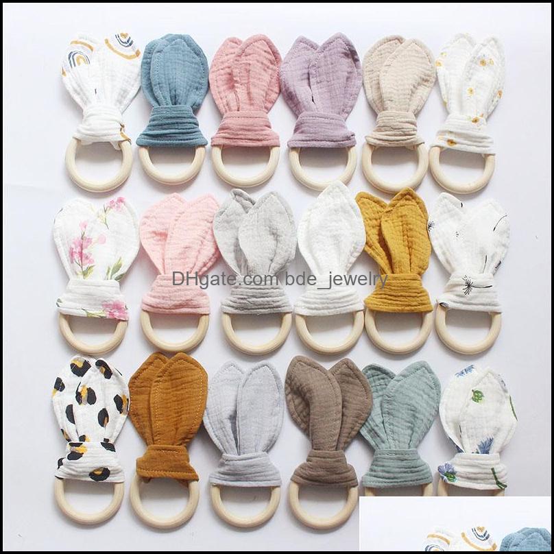 

Soothers Teethers Baby Toys Wood Ring Training Chewing Toy Rabbit Ears Solid Color Cartoon Bunny Ear Te Bdejewelry Dhq5R