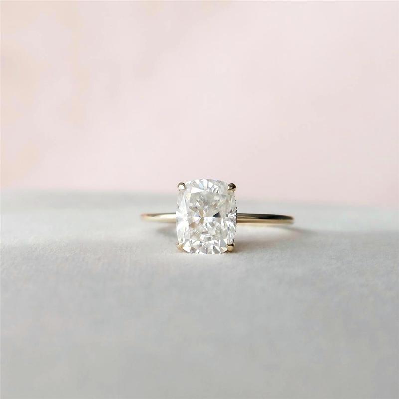 

Cluster Rings 3.5 10 8mm Elogated Causion Cut Solitaire Women Solid 14K White Gold Engagement For Anniversary GiftCluster ClusterCluster