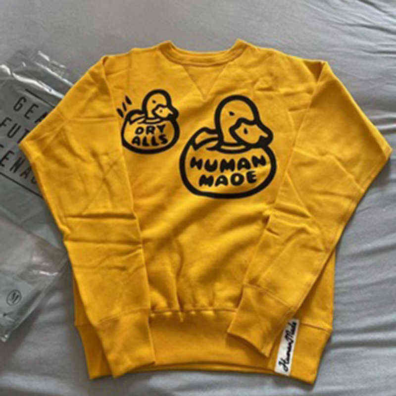 

Human Made Yellow Sweatshirt Men Women High Quality Casual Cartoon Duck Human Made Couple Pullover T220726