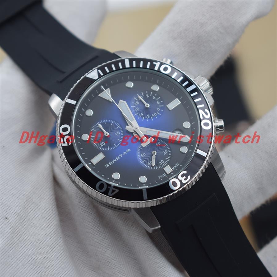 

Montre de luxe 1853 SEASTAR mens watches Luminous Quartz movement chronograph Black blue gradient dial rubber strap Wristwatches 4275H
