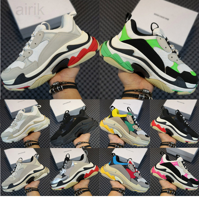 

Triple S Casual Shoes Designer Platform Sneakers Men Women 17FW Paris Chaussures vintage Dad shoe White Black Cream Yellow Red Mens trends, #4