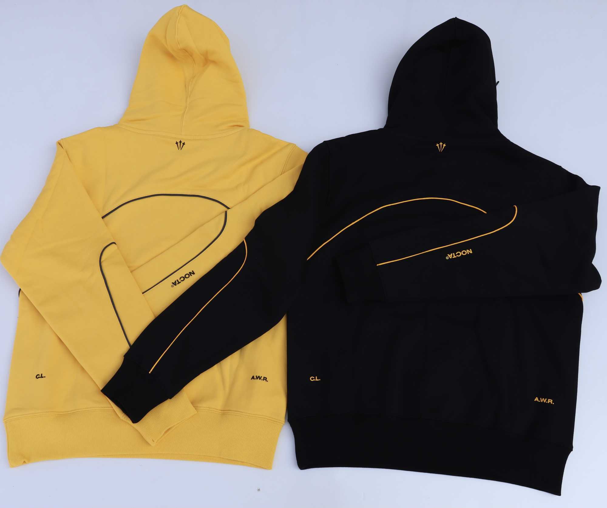 

Men's Hoodies Stock Drake nocta co branded black yellow stitching Plush sports casual 3M reflective Pullover Sweater, Yellow spot
