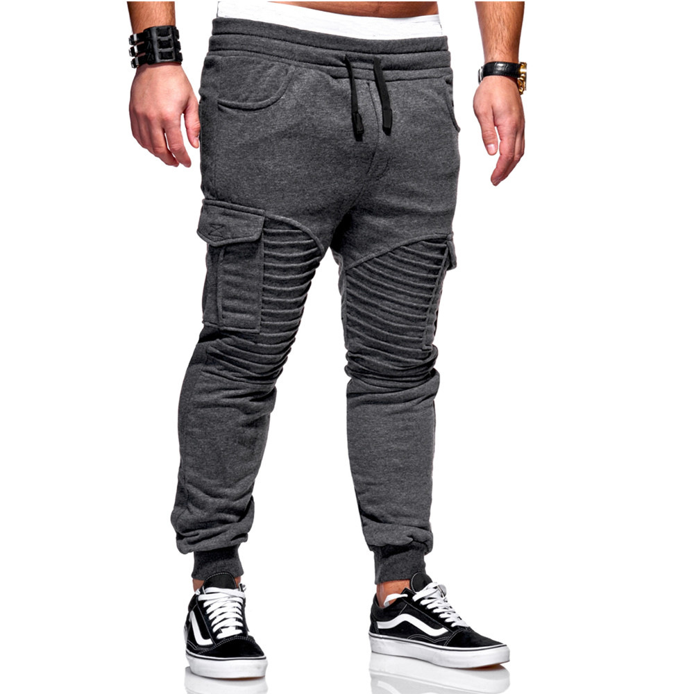 Mens Pants Harem Joggers Sweat Elastic String Cuff Drop Crotch Biker Trousers For Men 5 Color S-3XL Size