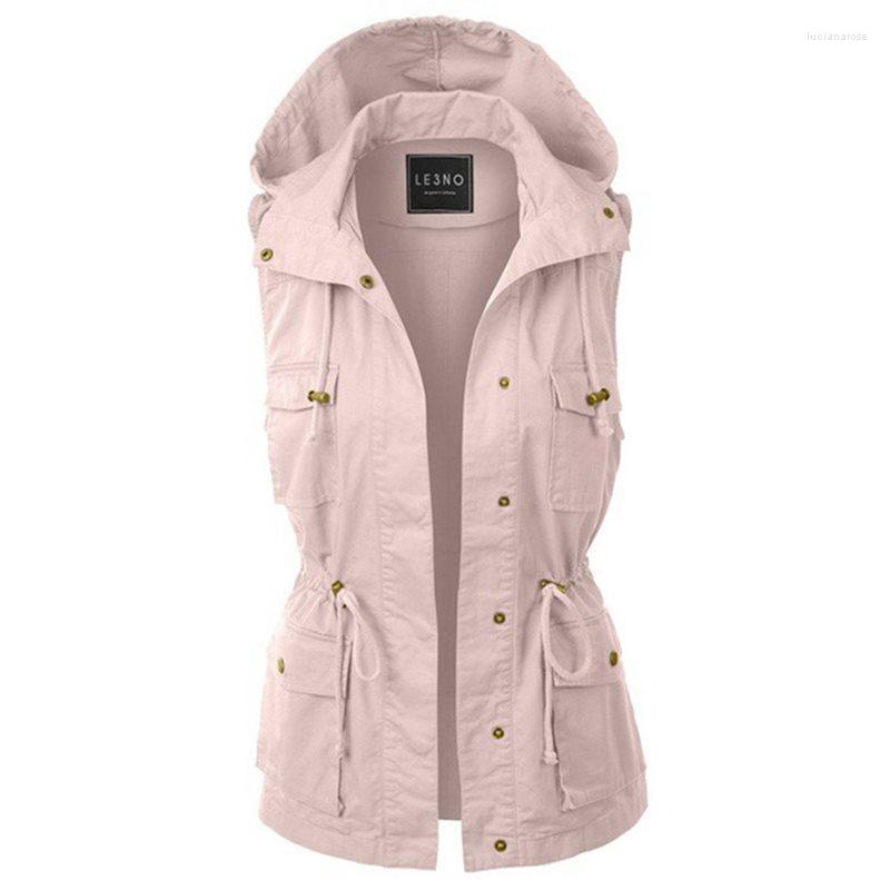 

Women' Vests Casual Winter Warm Plus Size Gothic Black Long Women Green Hooded Button Pocket Autumn Female Fashion Waistcoat 2022 Luci22