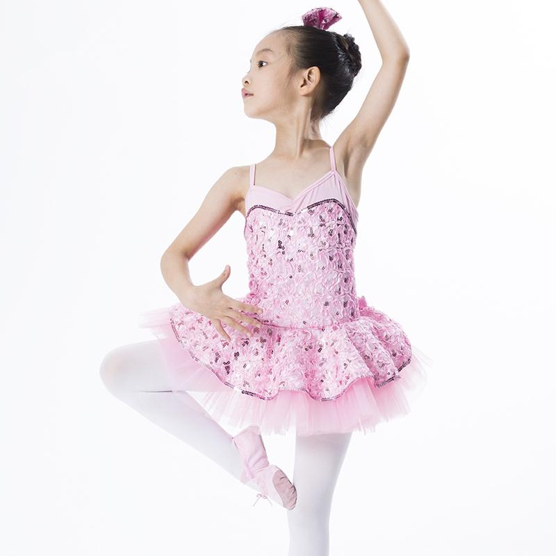 

Stage Wear Pink White Child Professional Ballet Dress Sequins Tricot Organdy Tutu Skirt For Dance Performance & Competition