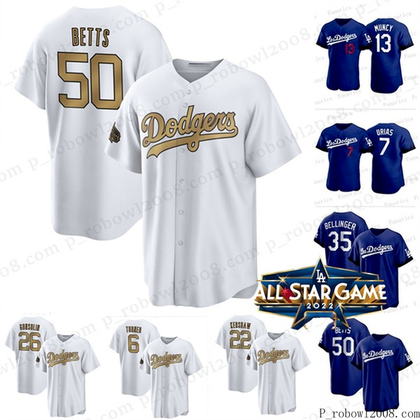 

50 Mookie Betts Los 2022 All-Star Dodgers Jersey Tony Gonsolin Trea Turner Freddie Freeman Cody Bellinger Clayton Kershaw Julio Urias Chris Taylor Max Scherzer, Black/ mens cool base