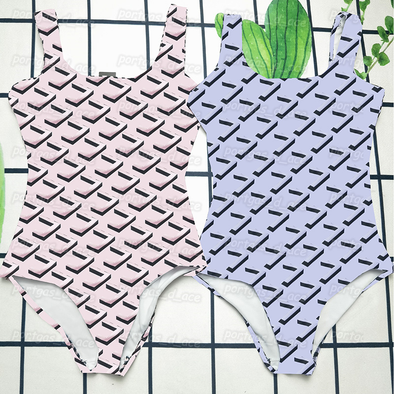 

Fashion Letters Womens Swimwear Vintage One Piece Diving Surfing Swimsuits Sexy Backless Beach Swimsuit Bathing Suit 2 Colors, Purple with label