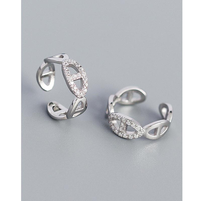 

Clip-on & Screw Back MLKENLY Simple Ear Clip S925 Silver Ins Metal Wind Pig Nose Diamond Bone White Jewelry