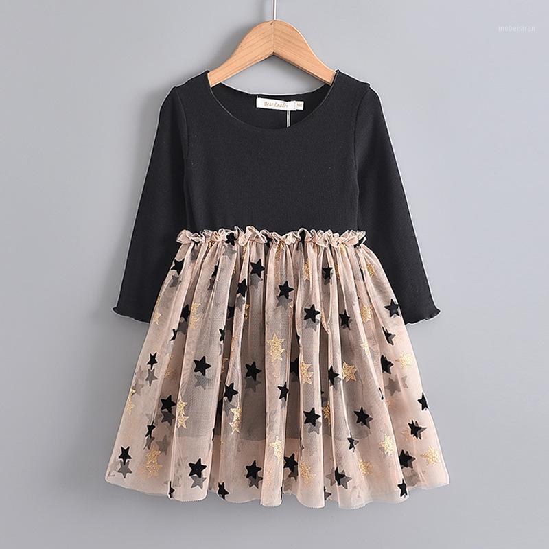 

Girl's Dresses Dress Full Sleeve Regular Knee-length O-neck Solid A-line Cotton Fashion Casual Cute Sweet Spring Autumn Kids Fit For Girls, Black
