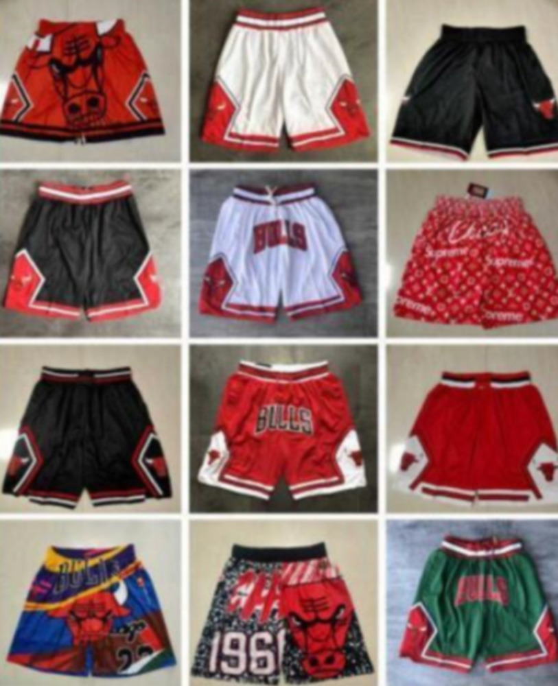 

Chicago''Bulls''men Throwback Basketball Shorts pocket red black, Color