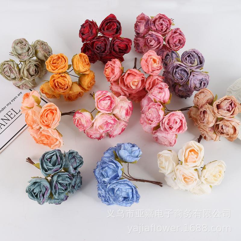 

Decorative Flowers & Wreaths Coke Edge Rose Retro Small Silk Bouquet DIY Wedding Decoration Accessories Bride Holding Fake Plants Valentine&