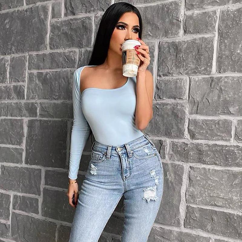 

Women' Jumpsuits & Rompers 2022 Summer One Shoulder Bodycon Bodysuit Hollow Out Backless Sexy Women Long Sleeve Solid Jumpsuit Fit Basic Bo, Black