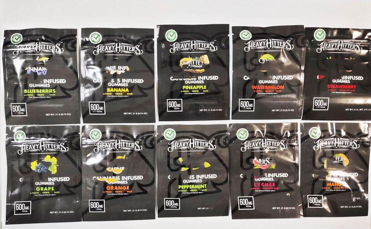 

Newest He avy Hit ters 3.5 snack edible Bags 600mg Zipper Top Mylar Candy gummy Edibles gummies Smell Proof child lock Packaging Bag