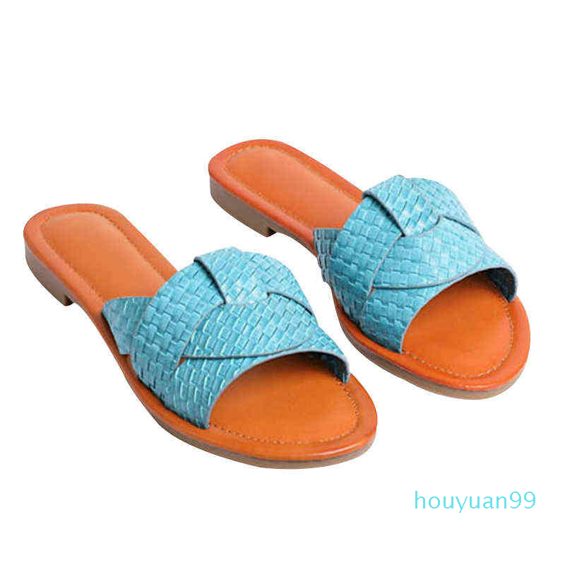 

Hot Sale-NXY Slippers Hot Selling Slip On Medium Flat Sandals Woman High Heel Women's Casual Shoes SLIPPER With Wholesale Price 220124, Blue