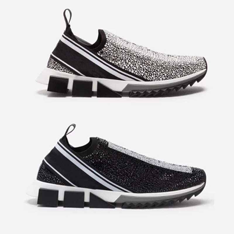 

Designer Sorrento Women Sneakers dolc dolces gabbanas dg Rhinestones Crystals Mens Slip-on Sneaker Stretch Mesh Black White Red Glitter Runner Flat Trainers, Color 8