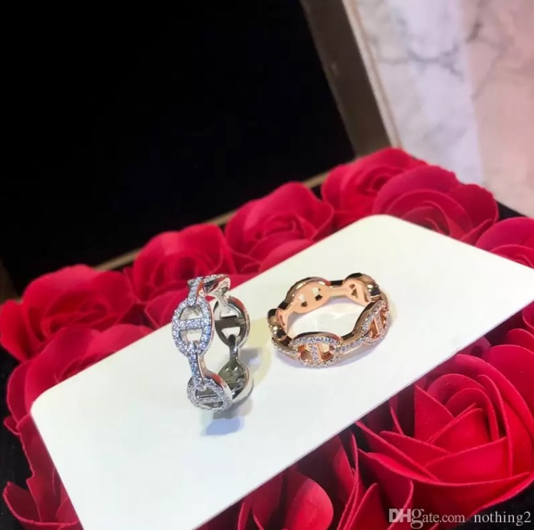 

Designer Ring 925 Sterling Silver H Diamond Pig Nose Exquisite Rings Women Jewelry Gift