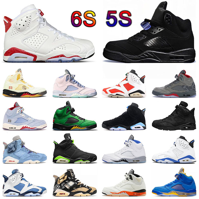 

mens womens 5 5s jumpman 6 6s basketball shoes top quality black cats unc red oreo shattered backboard mulslin paris racer blue camo grey sneakers designer trainers, C03 40-47 red oreo 2022