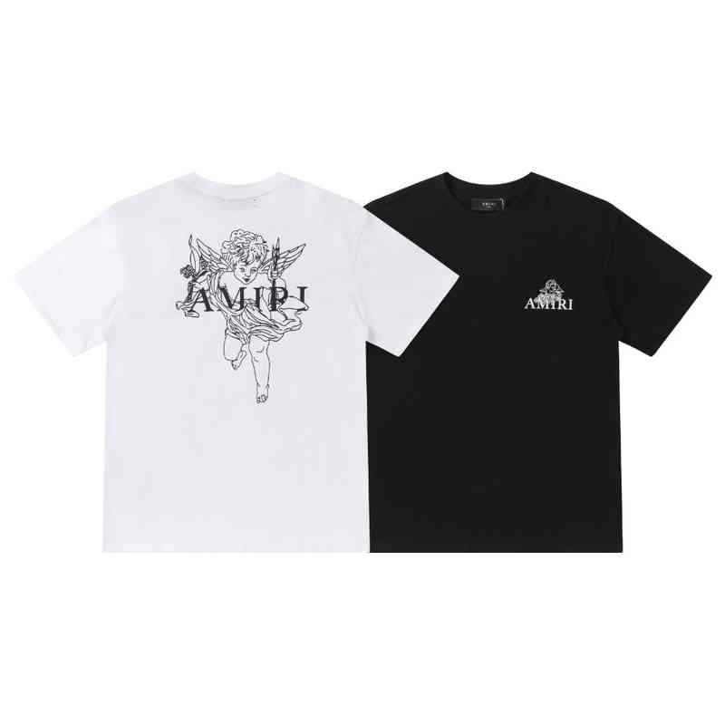 

Designer t Shirts Oversized High Version 2022 Summer Fashion Brand Amirss Cupid Angel Foam Printed Men' and Women' Short Sleeve T-shirt, White