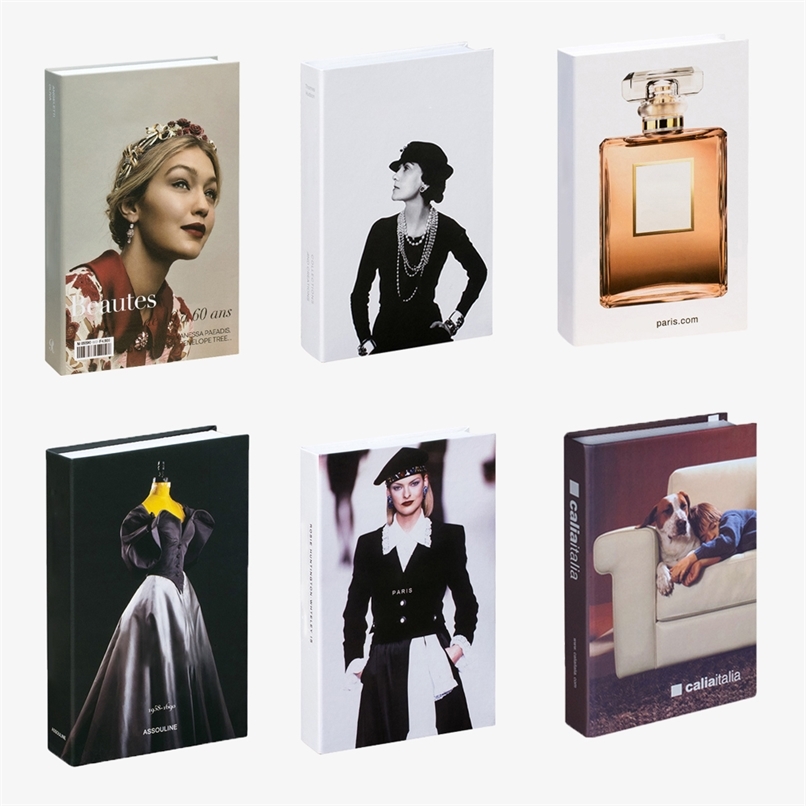 

Modern Simulation Fashion Home Decor Fake s Luxury Decorative Book Box Study Living Room Coffee Table Decoration 220705