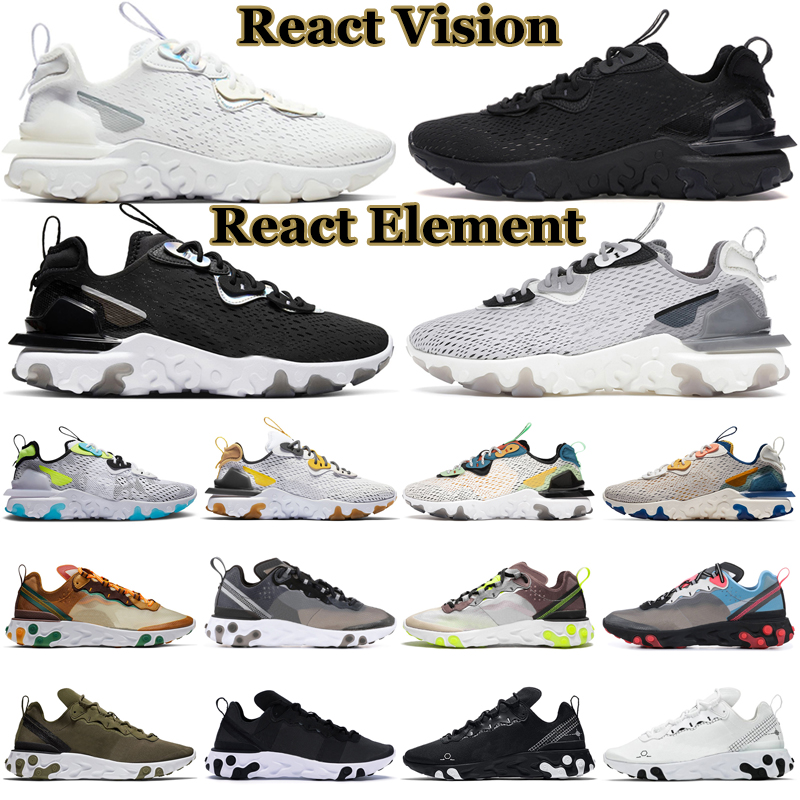 

Vision 2022 React Running Shoes Element 87 55 Men Women Triple Black White Light Smoke Grey Orange Peel Phantom Desert Sand Mens Trainer Outdoor Sports Sneakers, 16