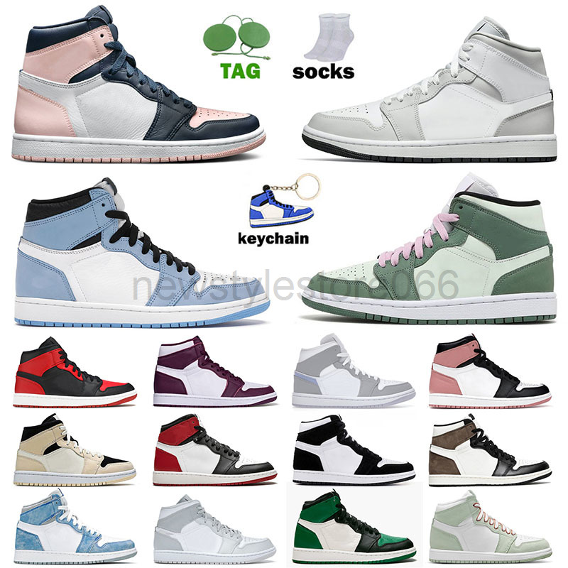 

Top Quality Jumpman 1 1s Mens Womens Basketball shoes jordan 1 Satin Black Toe High OG University Blue Dark Mocha Mid Seafoam Dutch Green Designer, B25 36-46 mid barely rose